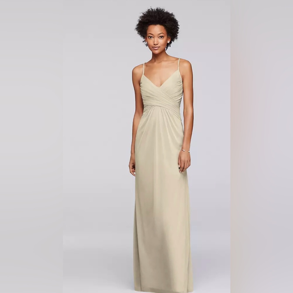 Champagne David's Bridal Adjustable Tie-Back Dress, brand new never worn